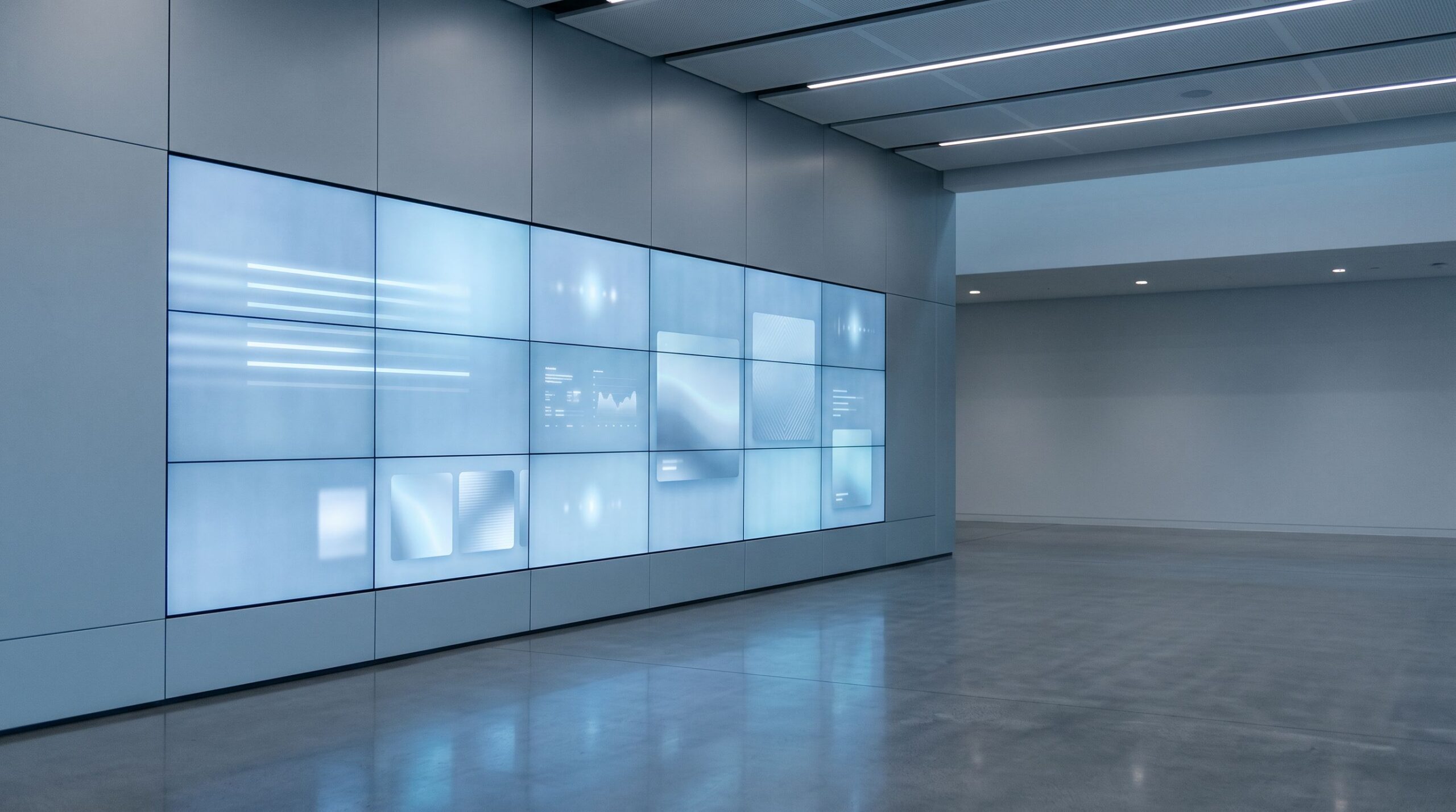 Large video wall in a modern media room